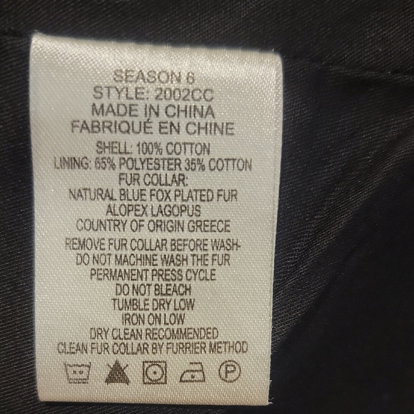 GRYPHON Women's Army Green Coat with Fox Fur Collar - Picture 3 of 4